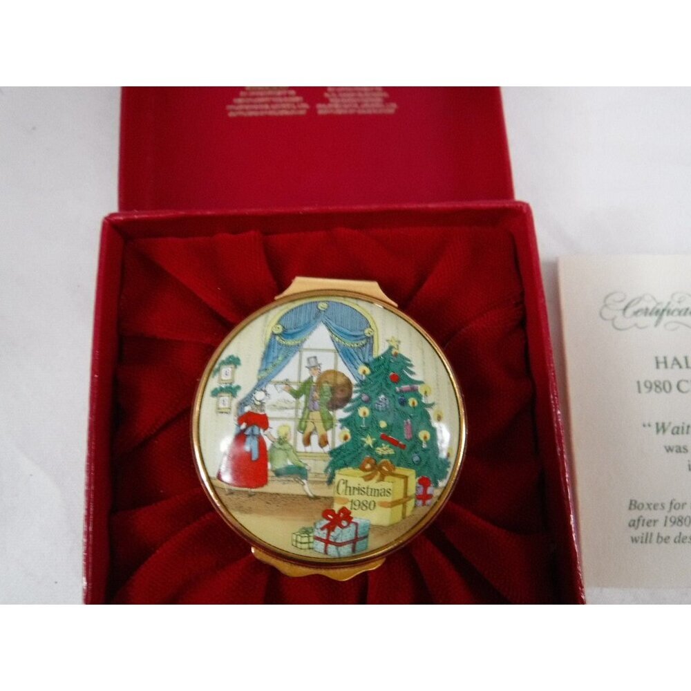 Enamel Box, Halcyon Days, Christmas 1980, Snuff Box, Pill Box,‎ Jewelry box,